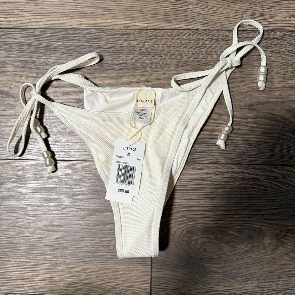 L*Space Cream Textured Bikini Bottom